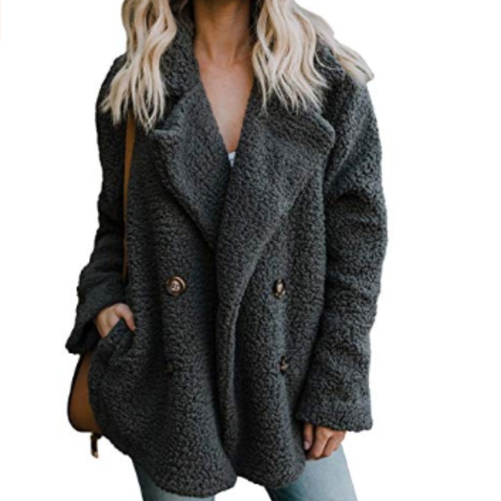 Women's Winter Open Front Fleece Coat Cardigan - Picture 1 of 3